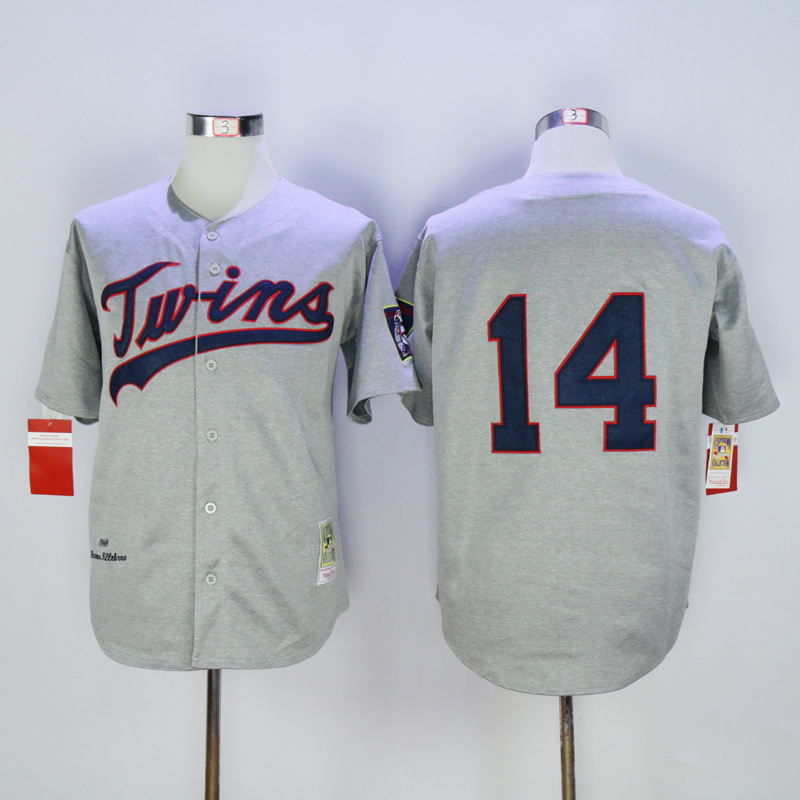 Men Minnesota Twins #14 Hrbek Grey Throwback 1969 MLB Jerseys->minnesota twins->MLB Jersey